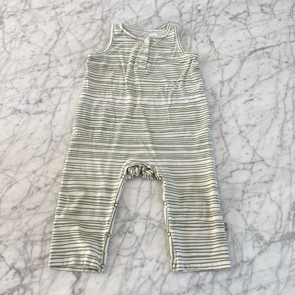 Nui Organics Helena Romper Green Striped Toddler Unisex 12/18 Months